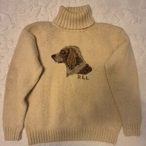 Hand Knit Ralph Lauren Dog Turtleneck Sweater (S)